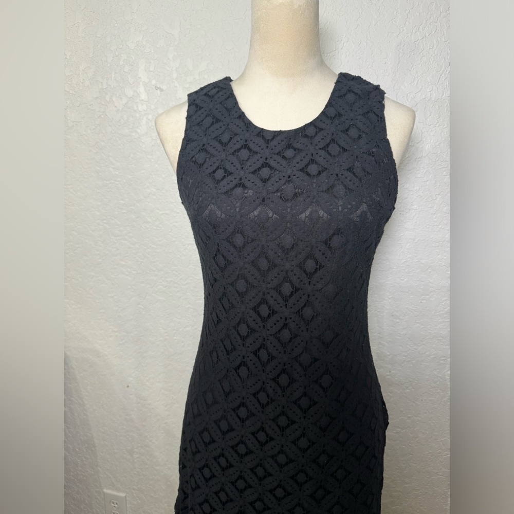Tacera Woman’s Black Dress Lace with black lining Asymmetrical Hem Size small